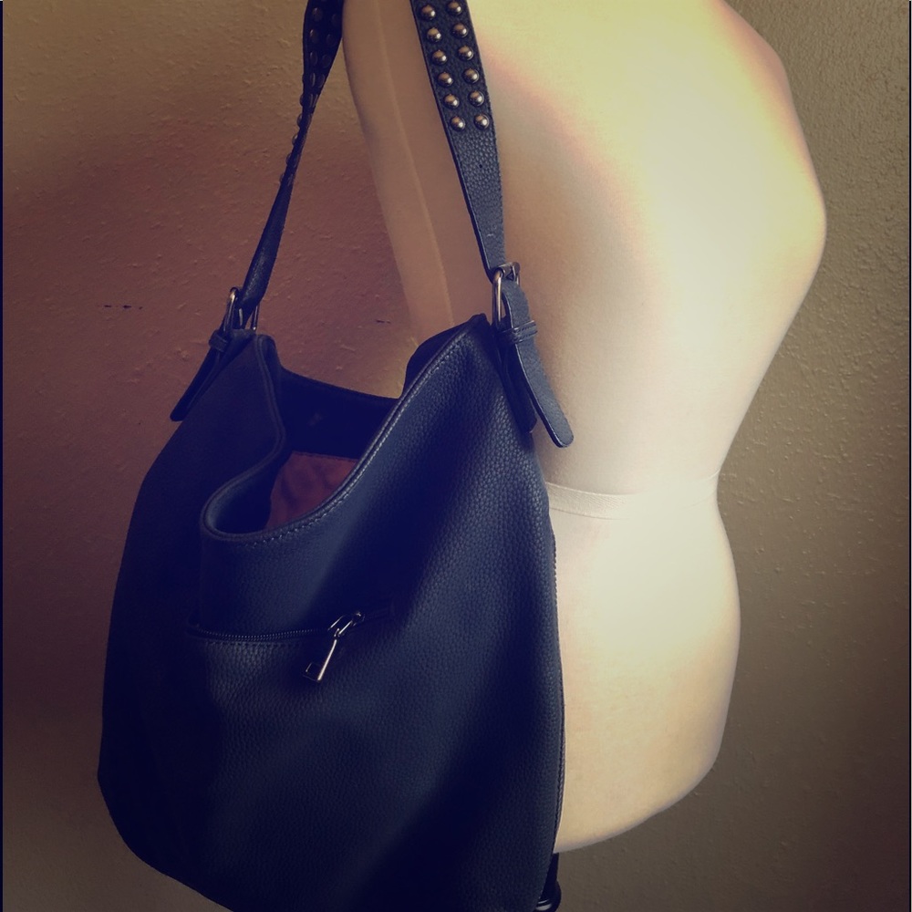 Black Studded Leather/Pleather purse